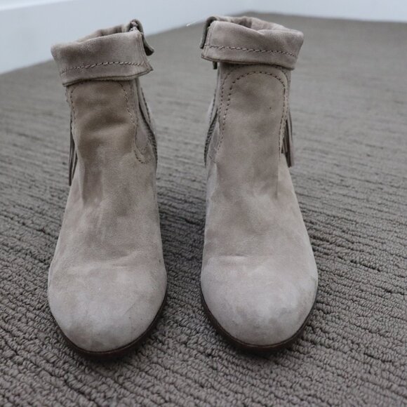 SAM EDELMAN Louie Tan Suede Fringe Cowboy Bootie Size 7.5 - Picture 3 of 11